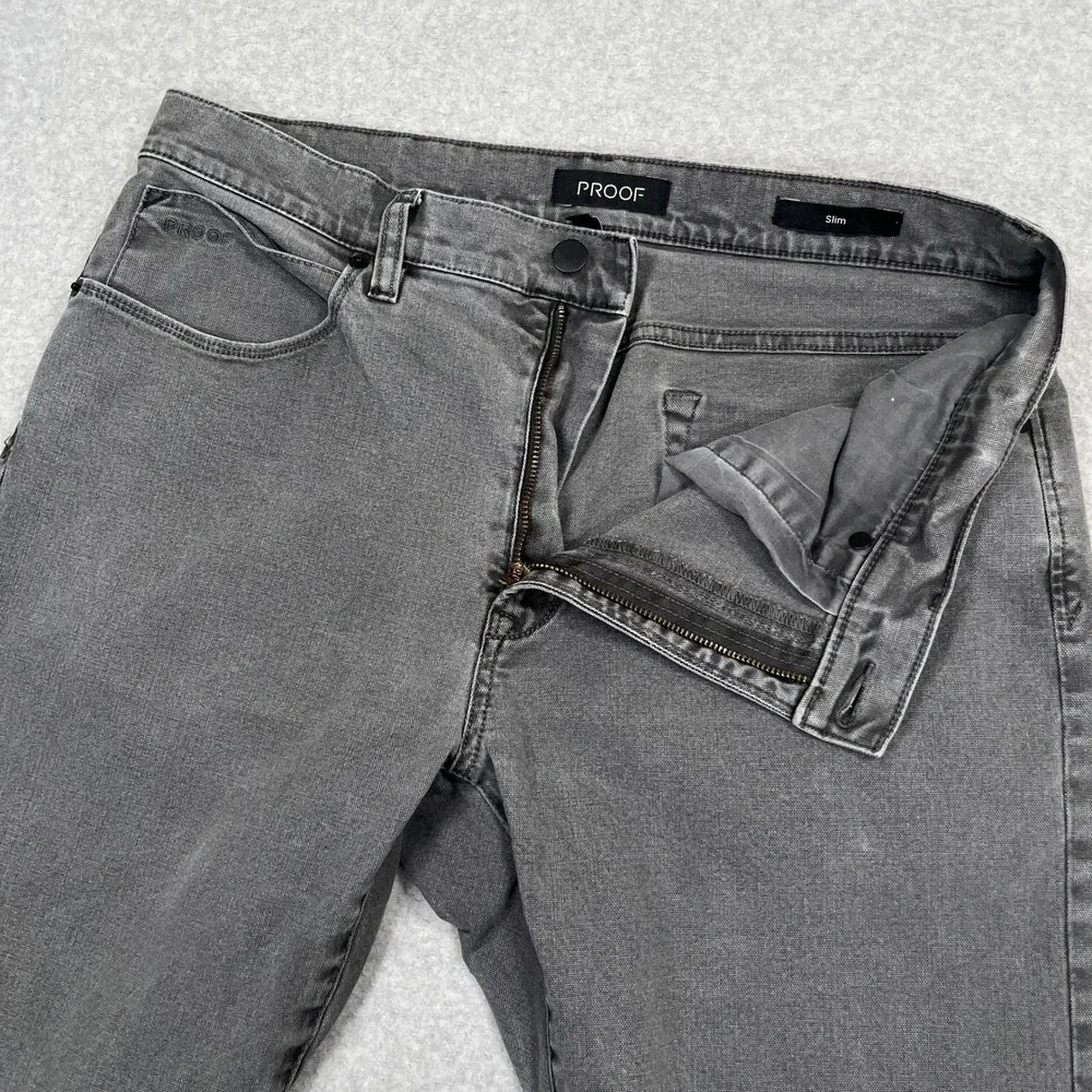 Proof Rover Pants Mens 33x32 (32x31) Gray Slim Stretch Workwear‎ Outdoor Canvas
